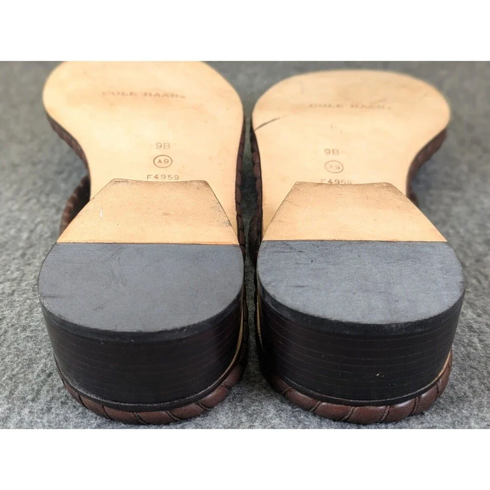 Cole Haan F4959 Brown Leather Braided Thong Sandals Women’s 9B Brazil